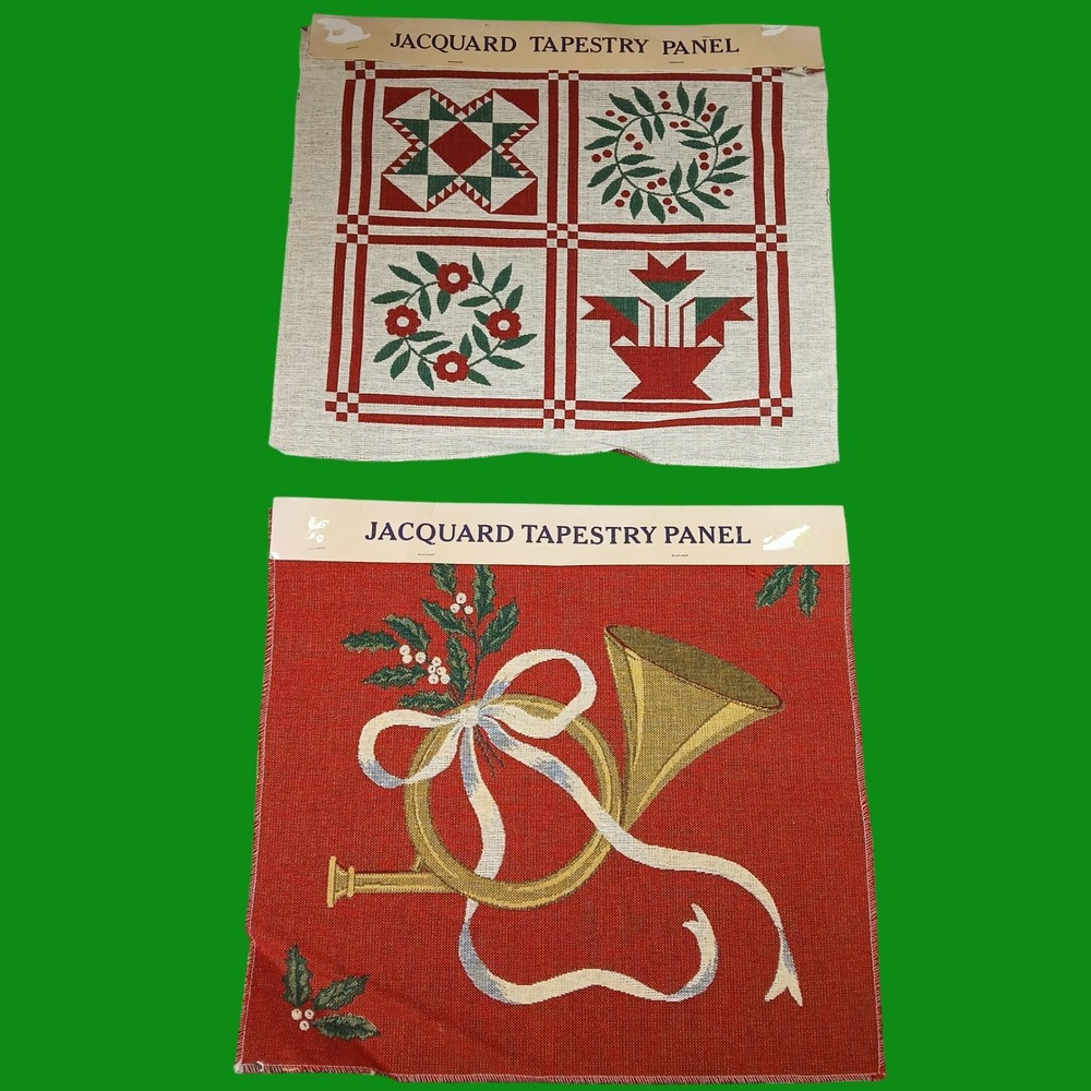 Olde Greensborough Jacquard Tapestry Panel 2pc Country Quilt French Horn